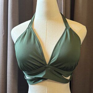 Women’s Olive Green Halter Swim Top